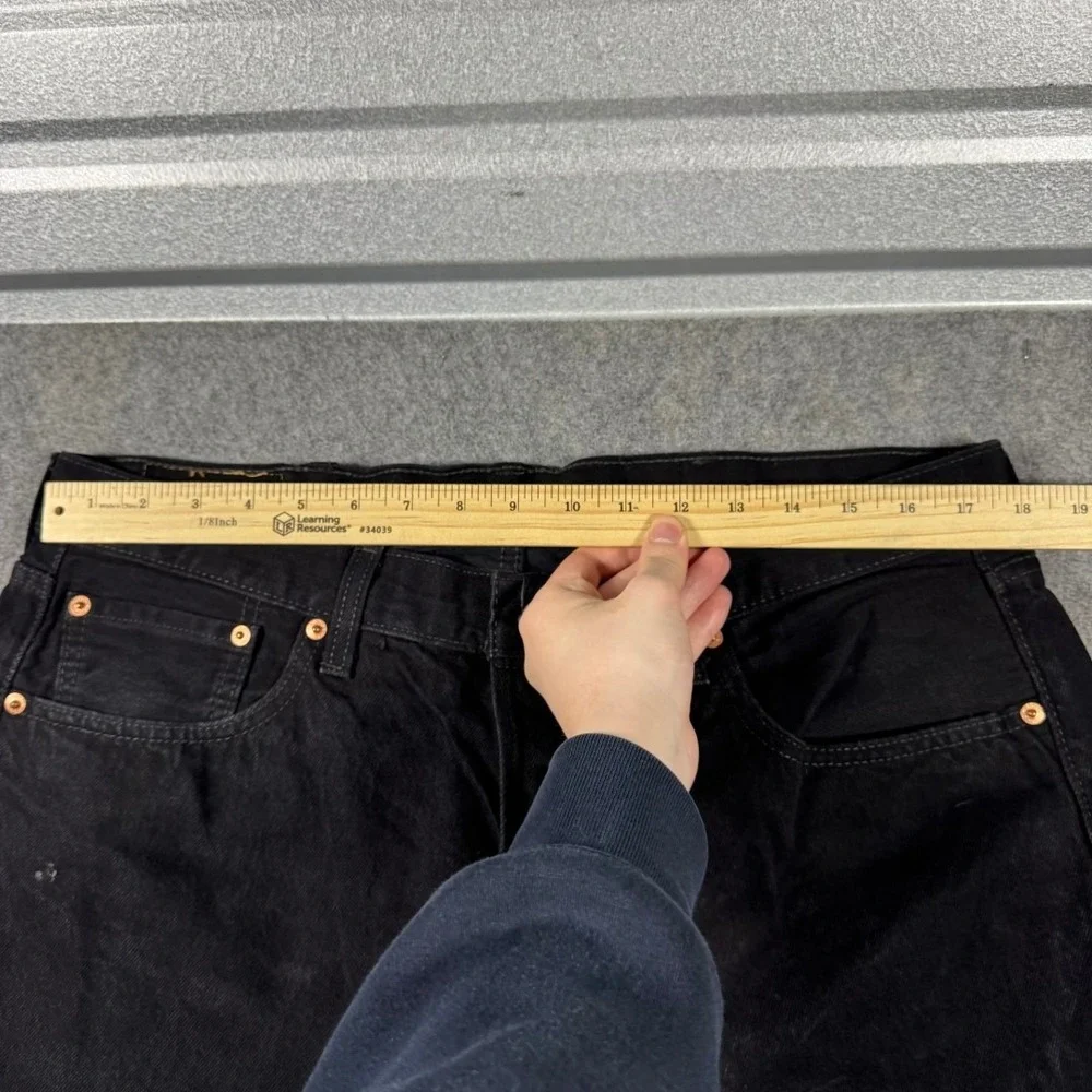 Levis 501 Original Fit Mens Black Straight Leg Button Fly Jeans 36x28 Faded Work